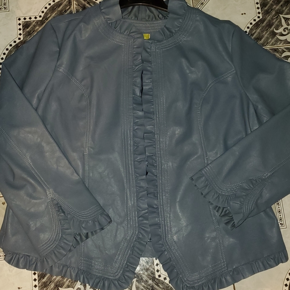 Pulp Gorgeous Ruffle Detail Fully Lined Jacket 1X